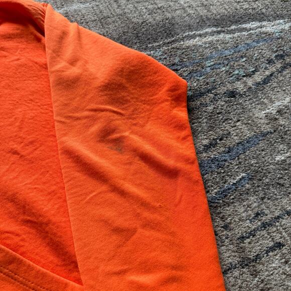 Men's Vintage 80's Waffle Lined Bright Orange Zip Up Hoodie Sweatshirt Sz Large - Picture 12 of 12